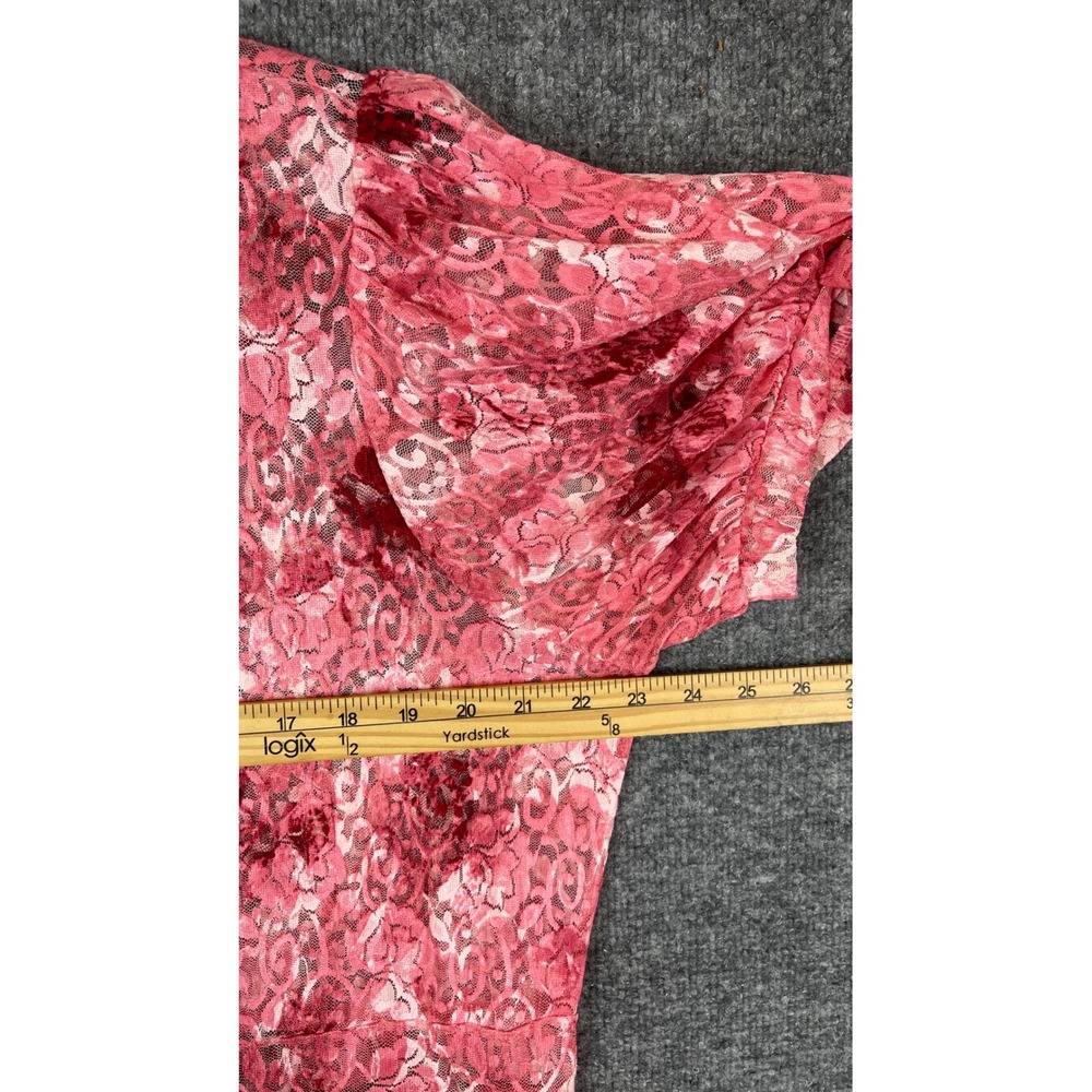 Chico's Floral Lace Maxi Dress Women's 1X Pink Excellent Tiered Puff Sleeve - Picture 7 of 10